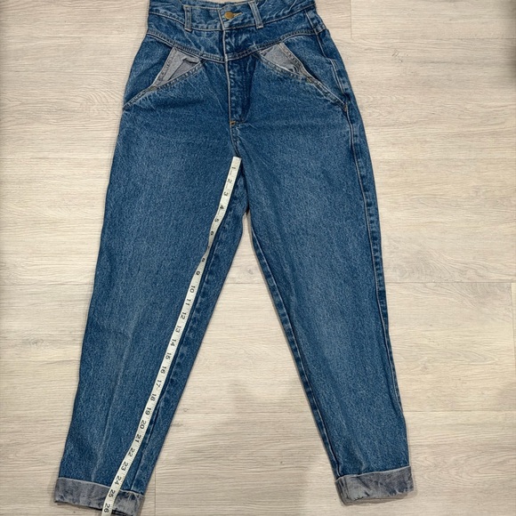 1980’s Cuffed Two-Tone Gasoline Vintage High-Rise Women’s Jeans - Blue - Picture 3 of 7